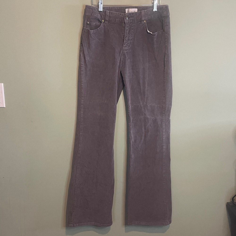 Chadwick's Womens Y2k Boho High Waist Straight Leg Corduroy Pants Grey Size 6